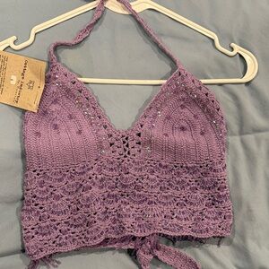 Purple Crochet Halter Top